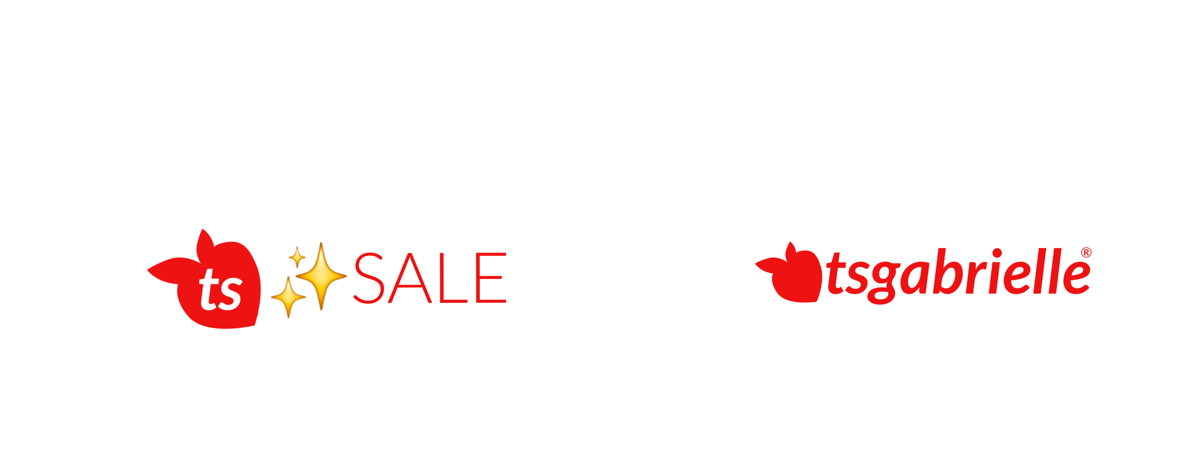 Two brand logos on a white background, one labeled 'ts SALE' and the other 'tsgabrielle'.