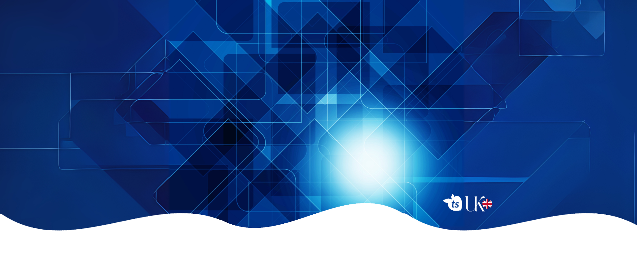 Blue geometric design with a light source and a logo in the corner by tsgabrielle