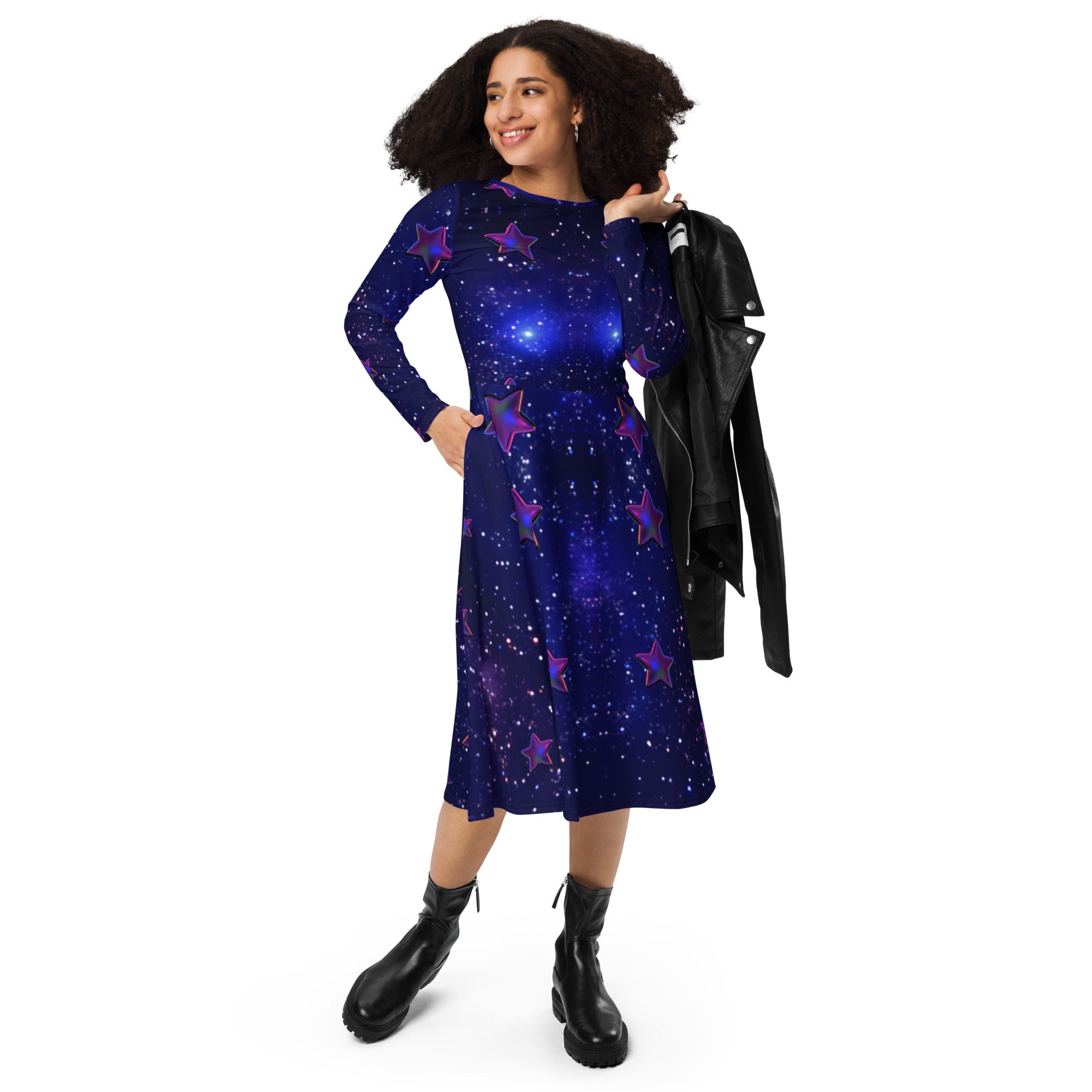 tsgabrielle® • For Her 👗 • 🌌✨Édition Spatiale • Cosmic Edition • Long Sleeve Midi Dress  