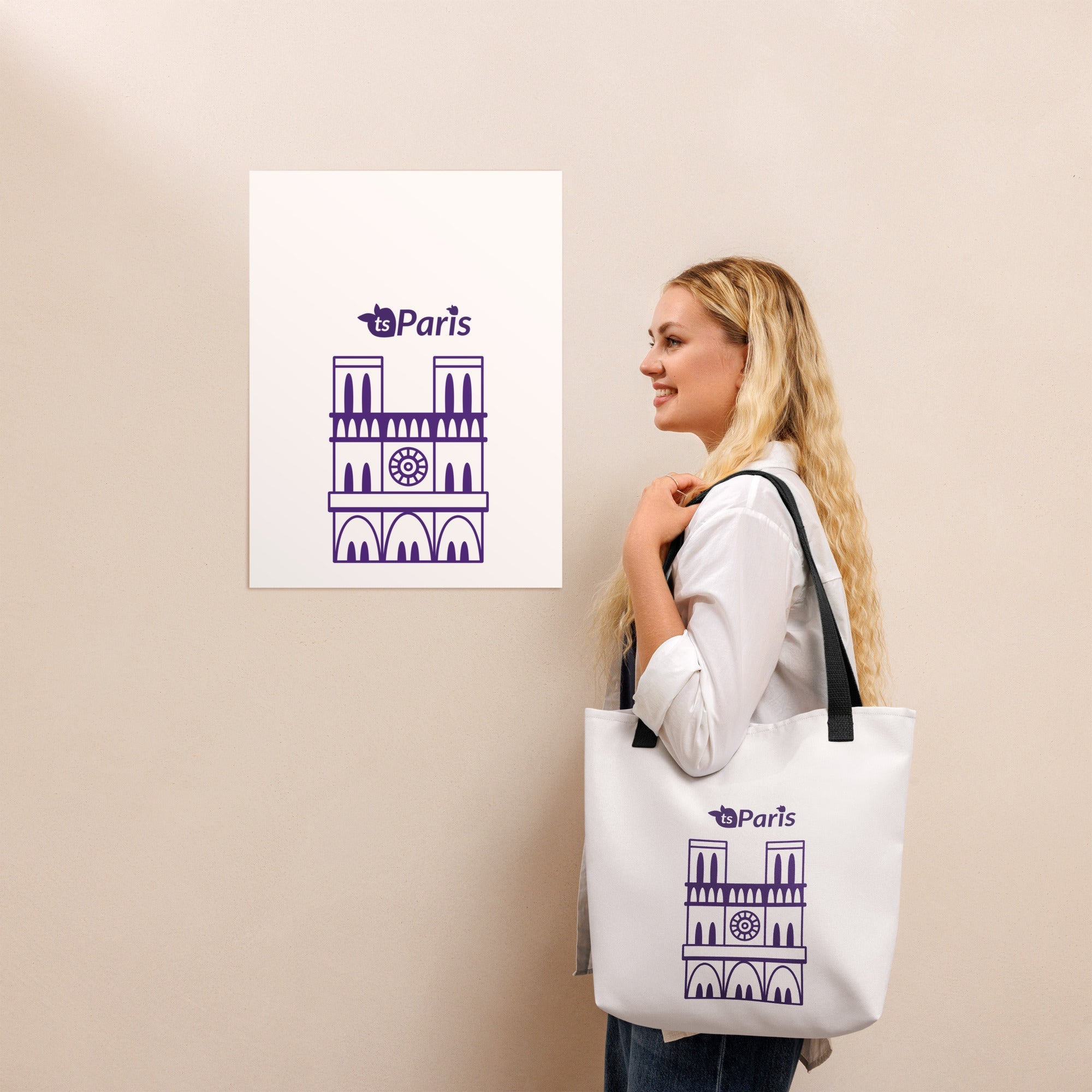 tsgabrielle® • Paris - Notre-Dame Cathedral • Tote Bag • White • 39 x 39 cm