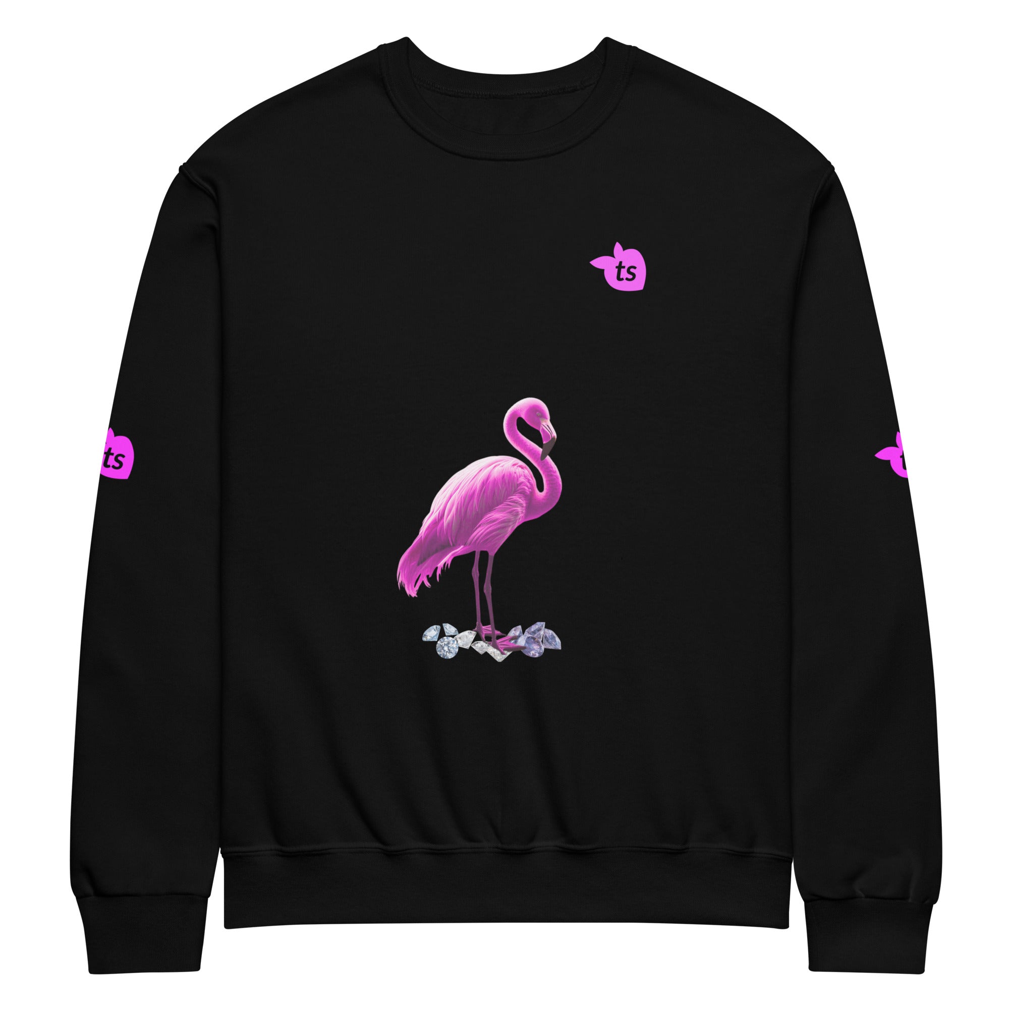 tsgabrielle® • For Her • Flamant 🦩Rose • Crew Neck Sweatshirt • Black •