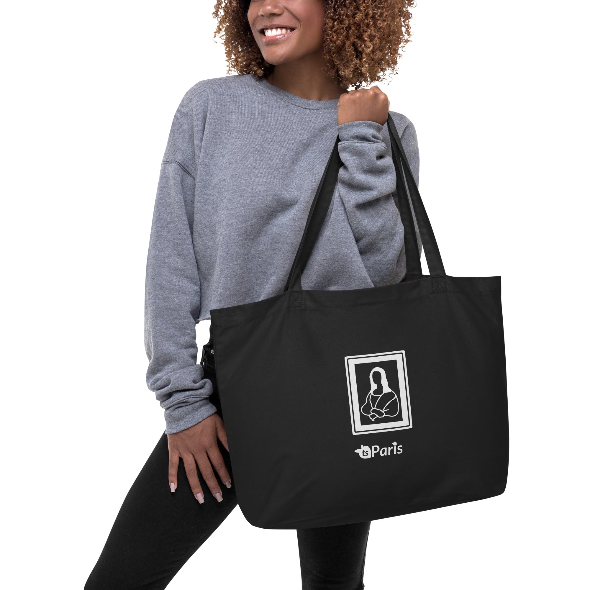 tsgabrielle® • Paris - Da Vinci • Large Tote Bag • Black • Cotton Organic