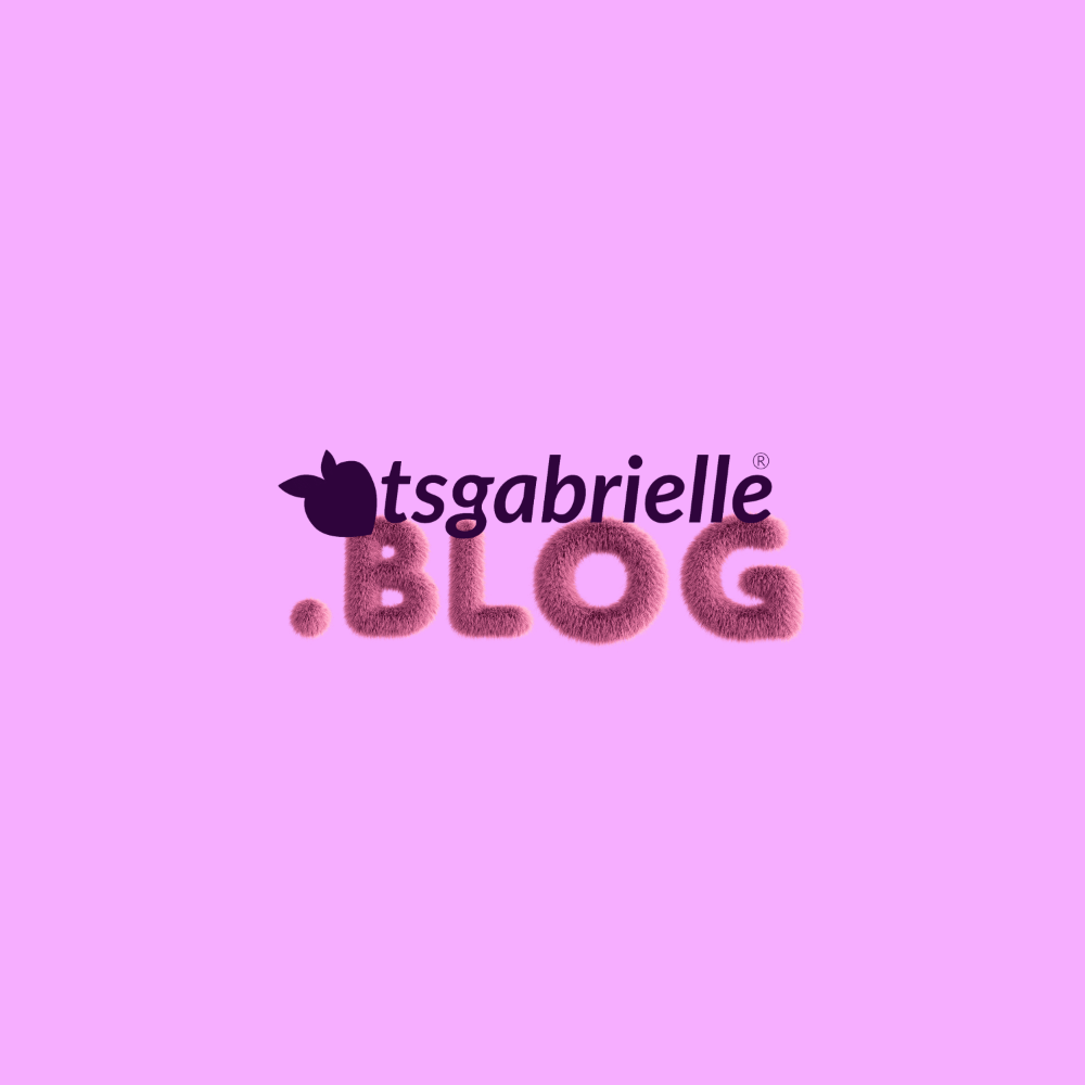 Logo with 'tsgabrielle' and '.BLOG' text on a pink background