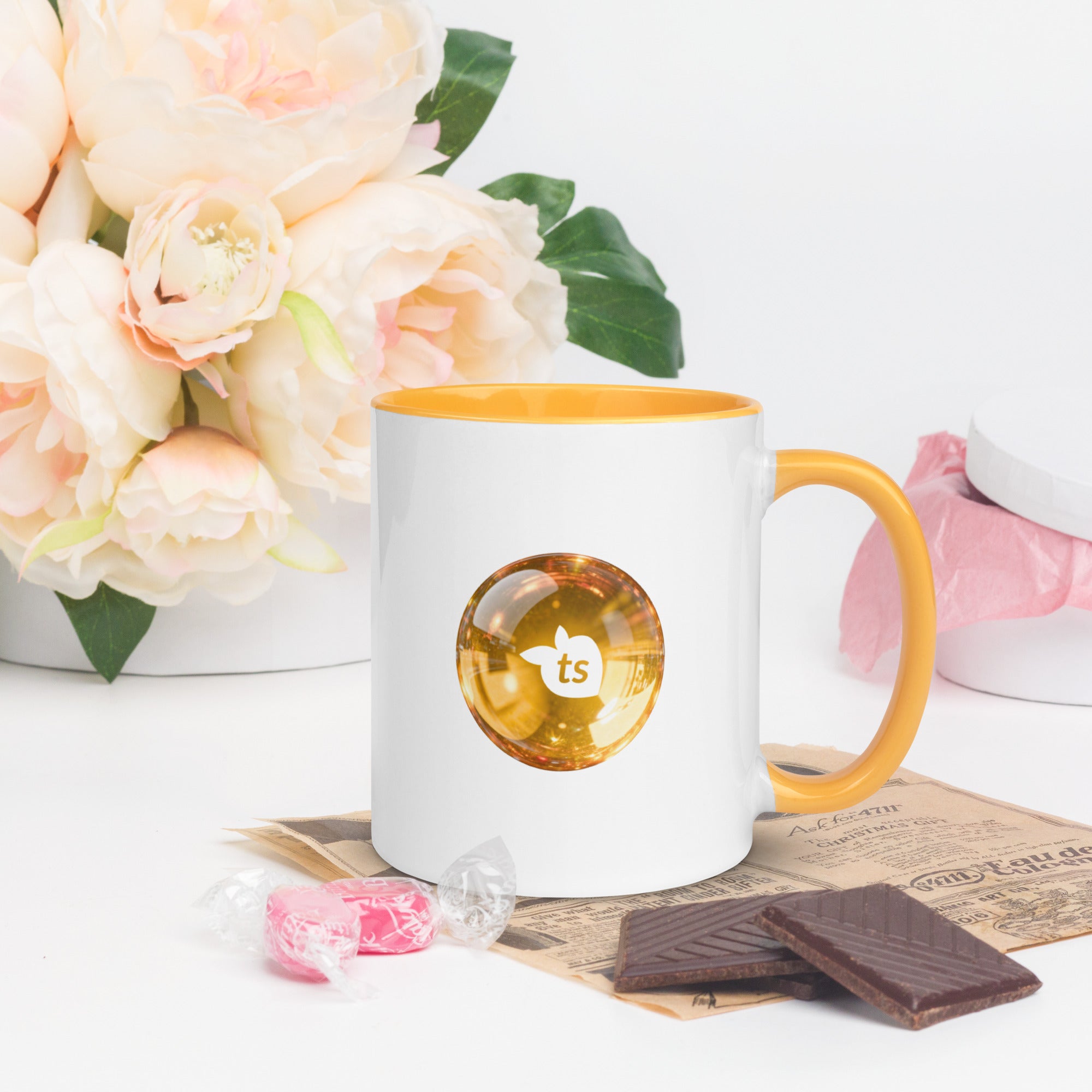 tsgabrielle® • Mug with Color Golden Yellow Inside • Ceramic • 11 oz •